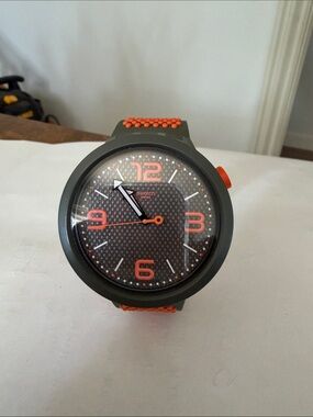 Swatch Black Watch with Orange Accents